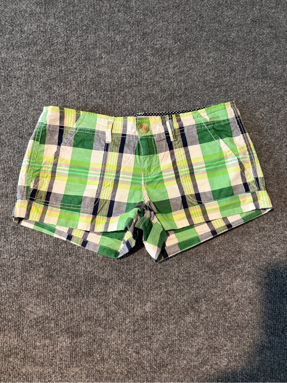 Aeropostale Green Plaid Cotton Bike Shorts